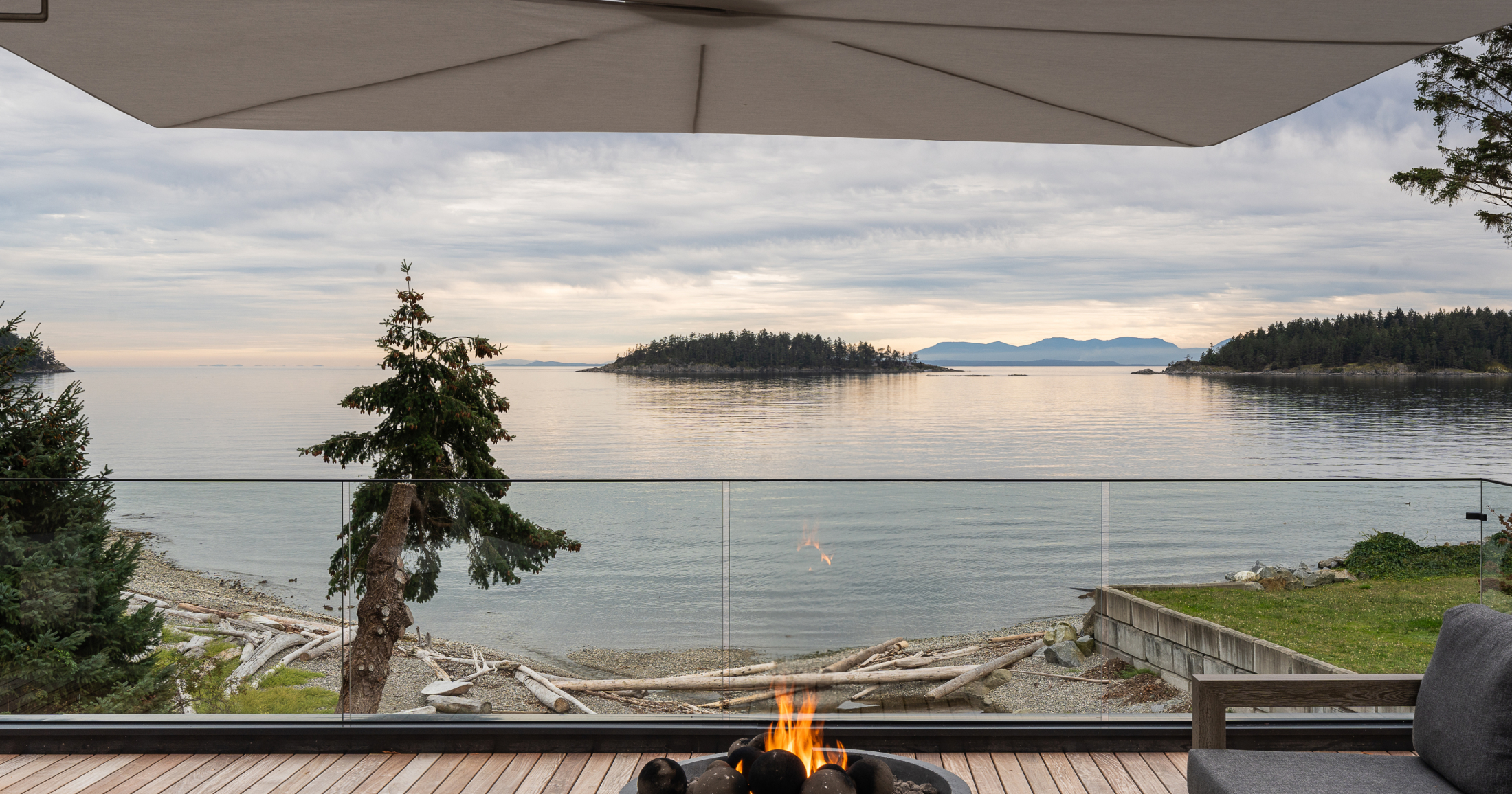 The clean lines and use of natural materials lend a timeless quality to this high-performance luxury home